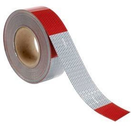 TOP TAPE AND LABEL Conspicuity Reflective Tape, 11"/7" Pattern, 13 mil Vinyl, Red/White, DOT-C2, 150'L x 2"W, 1 Roll V57203